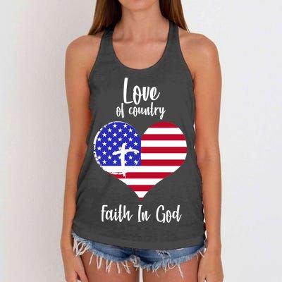 Love Of Country And Faith In God Women's Knotted Racerback Tank