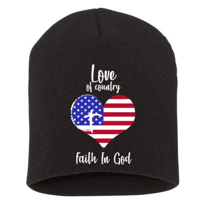 Love Of Country And Faith In God Short Acrylic Beanie