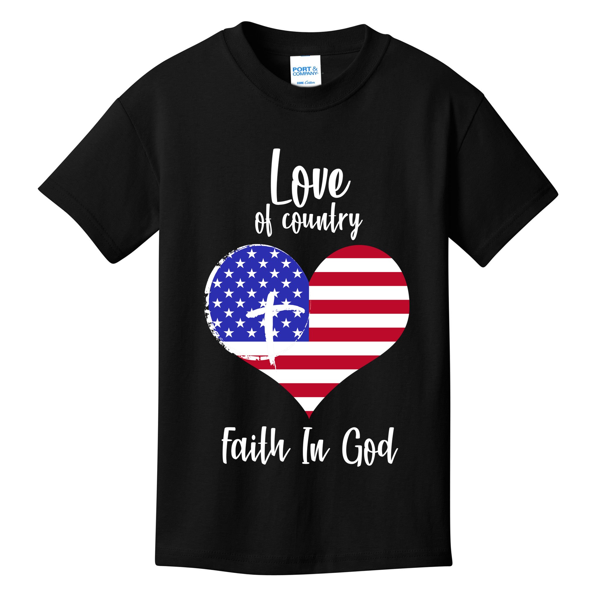 Love Of Country And Faith In God Kids T-Shirt