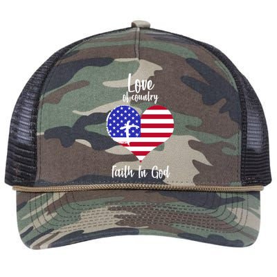 Love Of Country And Faith In God Retro Rope Trucker Hat Cap