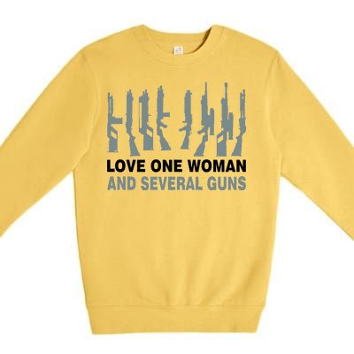 Love One Woman And Several Guns Premium Crewneck Sweatshirt