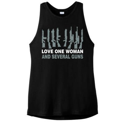 Love One Woman And Several Guns Ladies PosiCharge Tri-Blend Wicking Tank