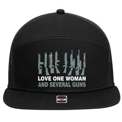 Love One Woman And Several Guns 7 Panel Mesh Trucker Snapback Hat