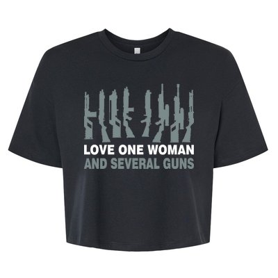 Love One Woman And Several Guns Bella+Canvas Jersey Crop Tee