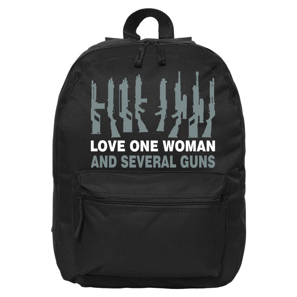 Love One Woman And Several Guns 16 in Basic Backpack