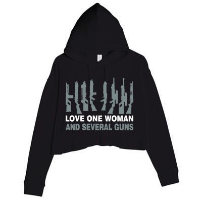 Love One Woman And Several Guns Crop Fleece Hoodie