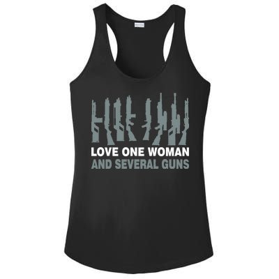 Love One Woman And Several Guns Ladies PosiCharge Competitor Racerback Tank