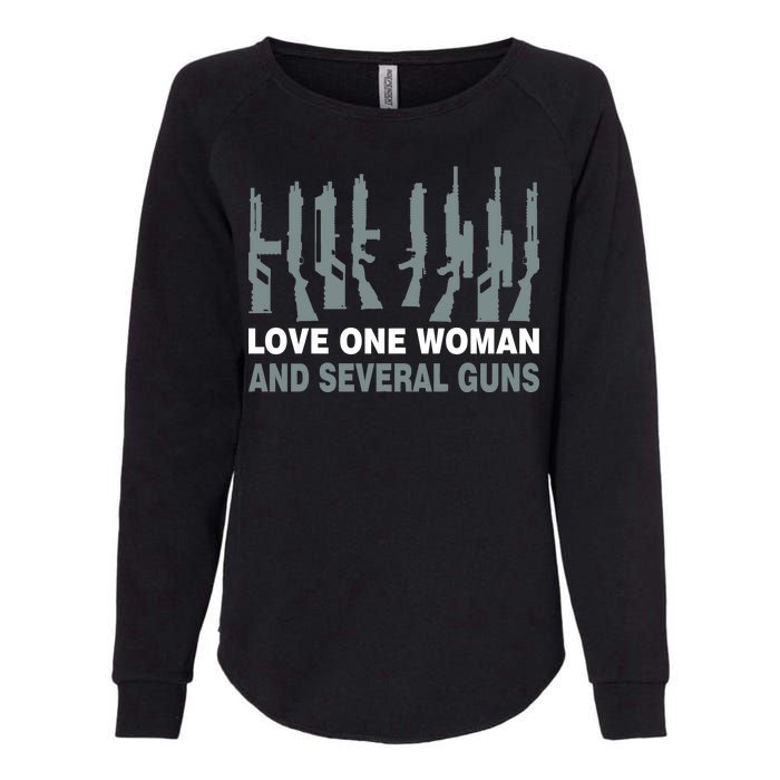 Love One Woman And Several Guns Womens California Wash Sweatshirt