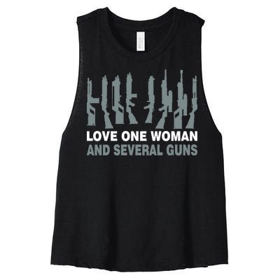 Love One Woman And Several Guns Women's Racerback Cropped Tank