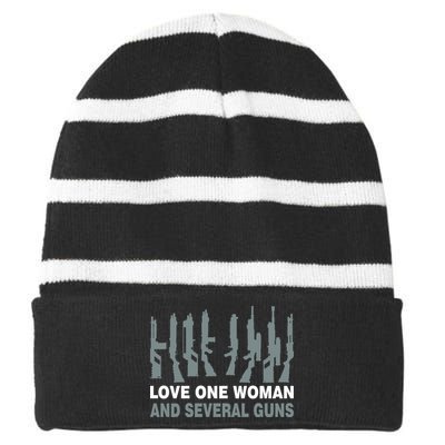 Love One Woman And Several Guns Striped Beanie with Solid Band