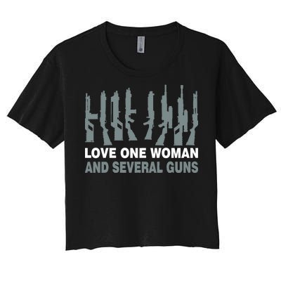 Love One Woman And Several Guns Women's Crop Top Tee