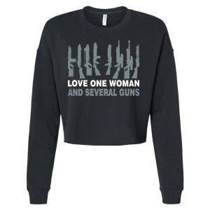 Love One Woman And Several Guns Cropped Pullover Crew