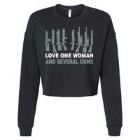 Love One Woman And Several Guns Cropped Pullover Crew