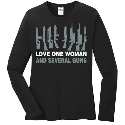 Love One Woman And Several Guns Ladies Long Sleeve Shirt