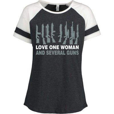 Love One Woman And Several Guns Enza Ladies Jersey Colorblock Tee