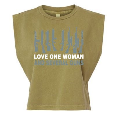 Love One Woman And Several Guns Garment-Dyed Women's Muscle Tee