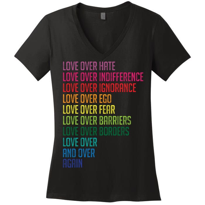 Love Over Everything  Women's V-Neck T-Shirt