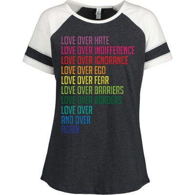 Love Over Everything  Enza Ladies Jersey Colorblock Tee