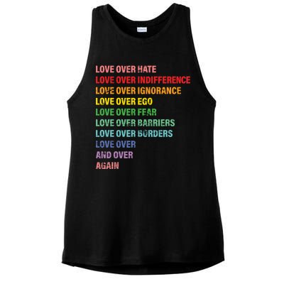 Love Over Hate Love Over Indifference  Ladies PosiCharge Tri-Blend Wicking Tank