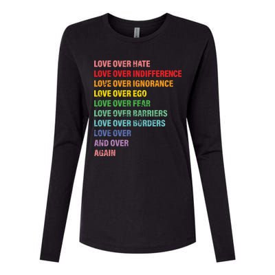 Love Over Hate Love Over Indifference  Womens Cotton Relaxed Long Sleeve T-Shirt