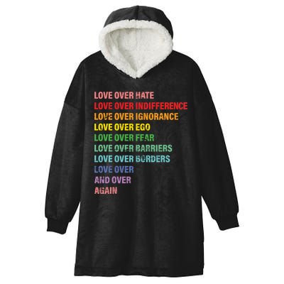 Love Over Hate Love Over Indifference  Hooded Wearable Blanket