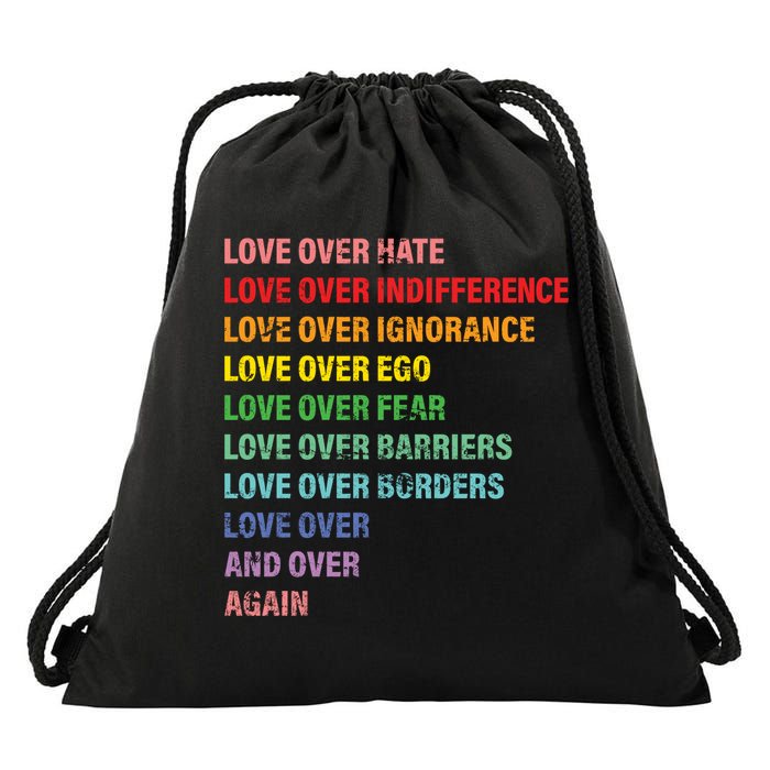 Love Over Hate Love Over Indifference  Drawstring Bag