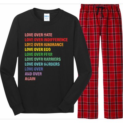 Love Over Hate Love Over Indifference  Long Sleeve Pajama Set