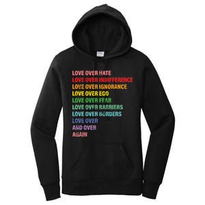 Love Over Hate Love Over Indifference  Women's Pullover Hoodie