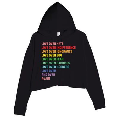 Love Over Hate Love Over Indifference  Crop Fleece Hoodie