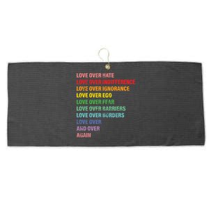 Love Over Hate Love Over Indifference  Large Microfiber Waffle Golf Towel