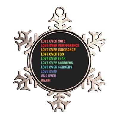 Love Over Hate Love Over Indifference  Metallic Star Ornament