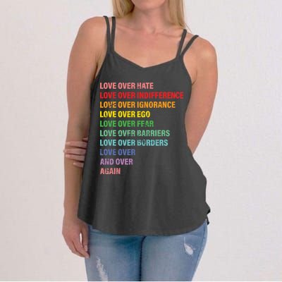 Love Over Hate Love Over Indifference  Women's Strappy Tank