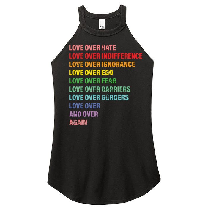 Love Over Hate Love Over Indifference  Women's Perfect Tri Rocker Tank