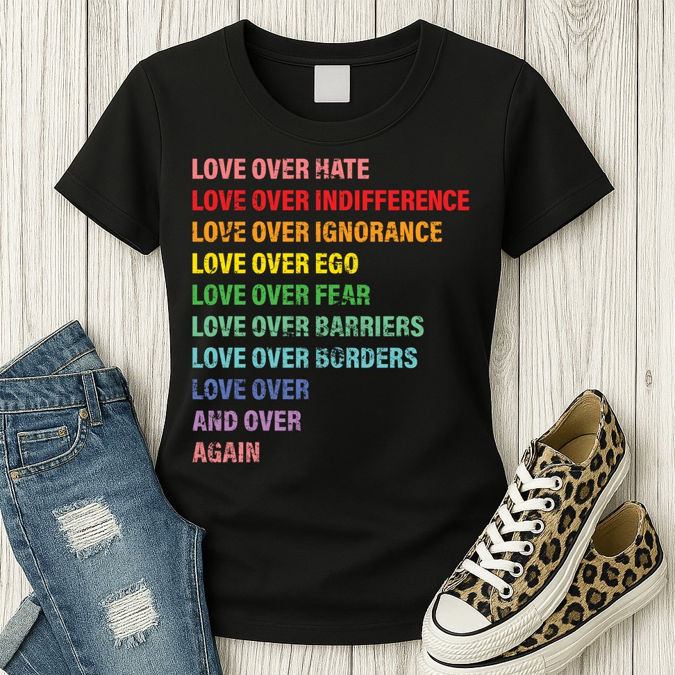 Love Over Hate Love Over Indifference  Womens T-Shirt