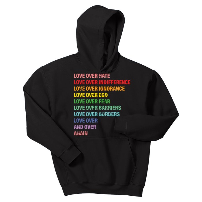 Love Over Hate Love Over Indifference  Kids Hoodie