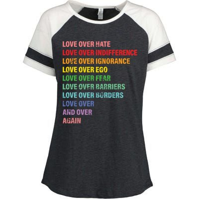 Love Over Hate Love Over Indifference  Enza Ladies Jersey Colorblock Tee