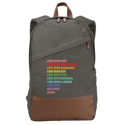 Love Over Hate Love Over Indifference  Cotton Canvas Backpack