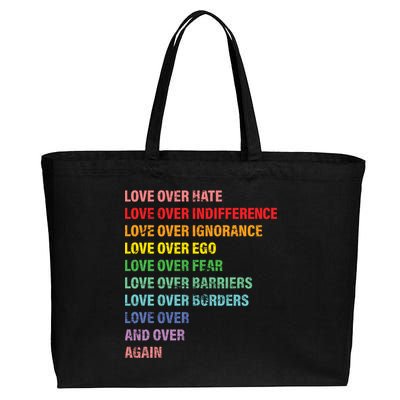 Love Over Hate Love Over Indifference  Cotton Canvas Jumbo Tote