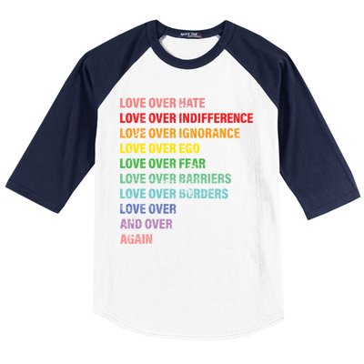 Love Over Hate Love Over Indifference  Baseball Sleeve Shirt