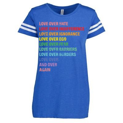 Love Over Hate Love Over Indifference  Enza Ladies Jersey Football T-Shirt