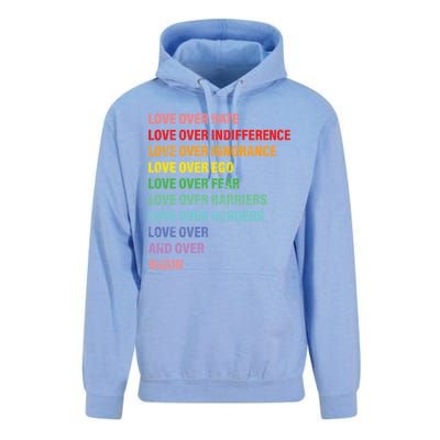 Love Over Hate Love Over Indifference  Unisex Surf Hoodie