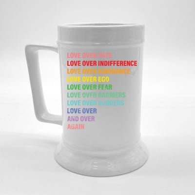 Love Over Hate Love Over Indifference  Beer Stein