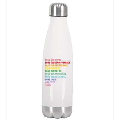 Love Over Hate Love Over Indifference  Stainless Steel Insulated Water Bottle