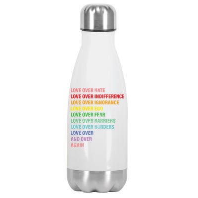 Love Over Hate Love Over Indifference  Stainless Steel Insulated Water Bottle