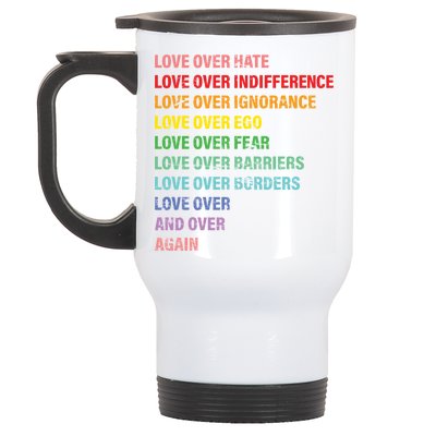 Love Over Hate Love Over Indifference  Stainless Steel Travel Mug