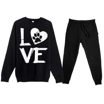 Love Paw In Heart Premium Crewneck Sweatsuit Set