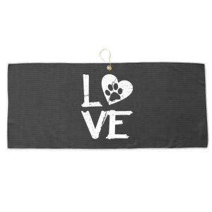 Love Paw In Heart Large Microfiber Waffle Golf Towel