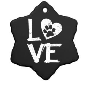 Love Paw In Heart Ceramic Star Ornament