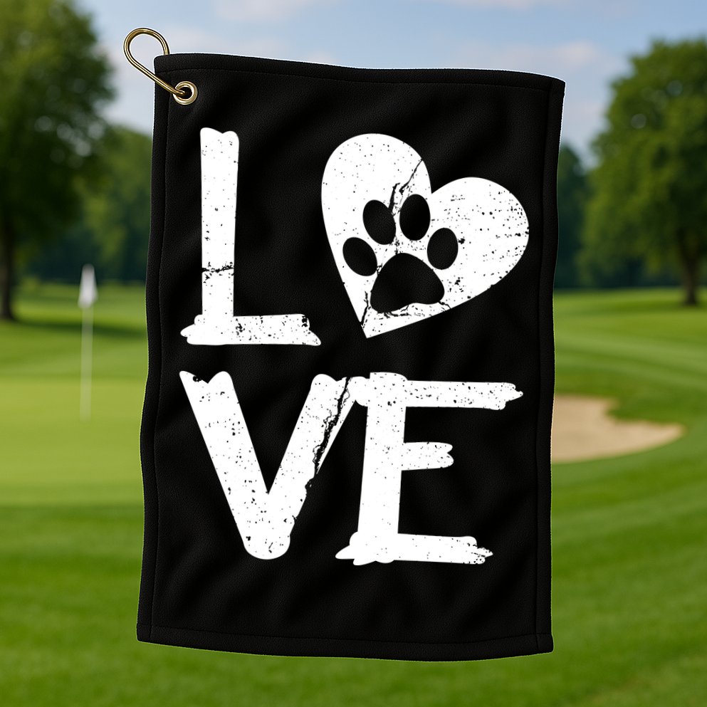 Love Paw In Heart Golf Towel