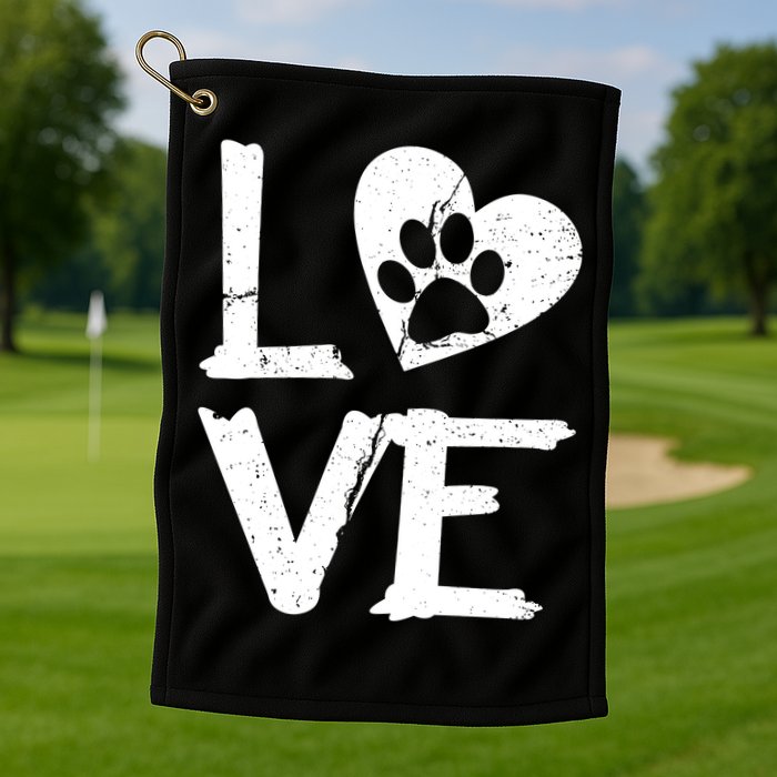 Love Paw In Heart Golf Towel